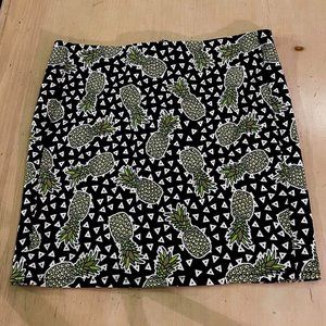 Black, White, Pineapple Pattern Mini Skirt